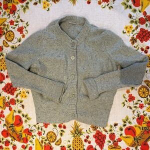 Eileen Fisher Gray/Green Button-Up Cardigan